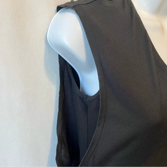 All Saints Mini sleeveless dress US 4 Black Leather Lace V-neck Full zip back - Picture 7 of 9